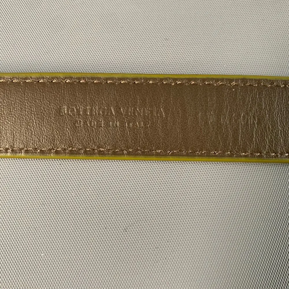 BOTTEGA VENETA Size 38 Green Brown Solid Leather Belt